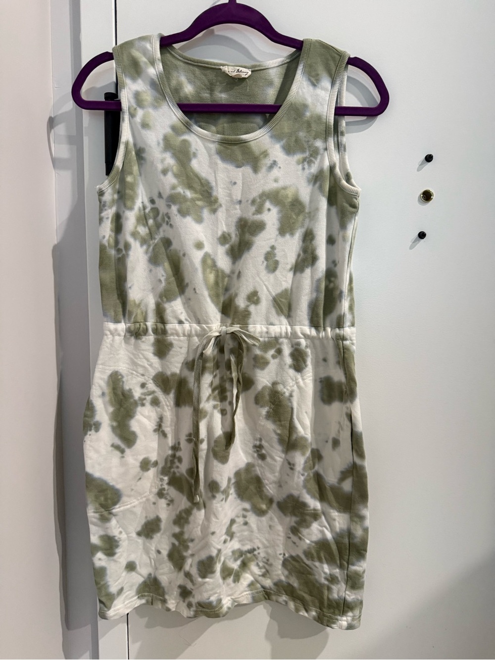 Tie-Dye SweatTank Dress - Olive/White